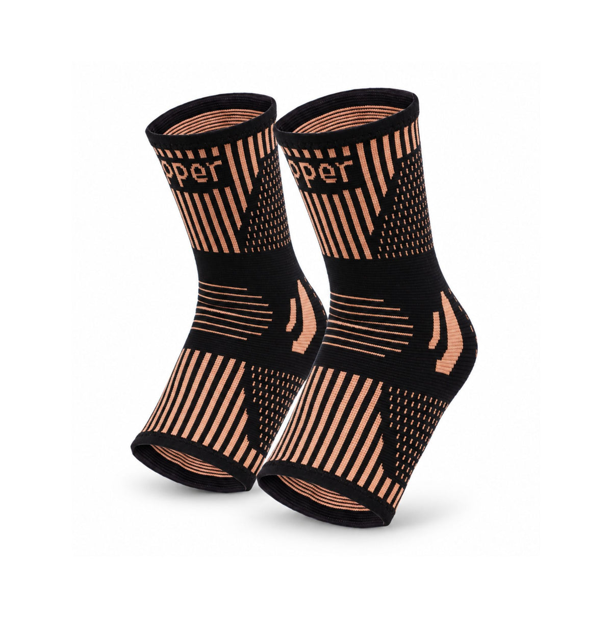 Set 2 glezniere cu cupru Copper Ankle Support pe fundal alb