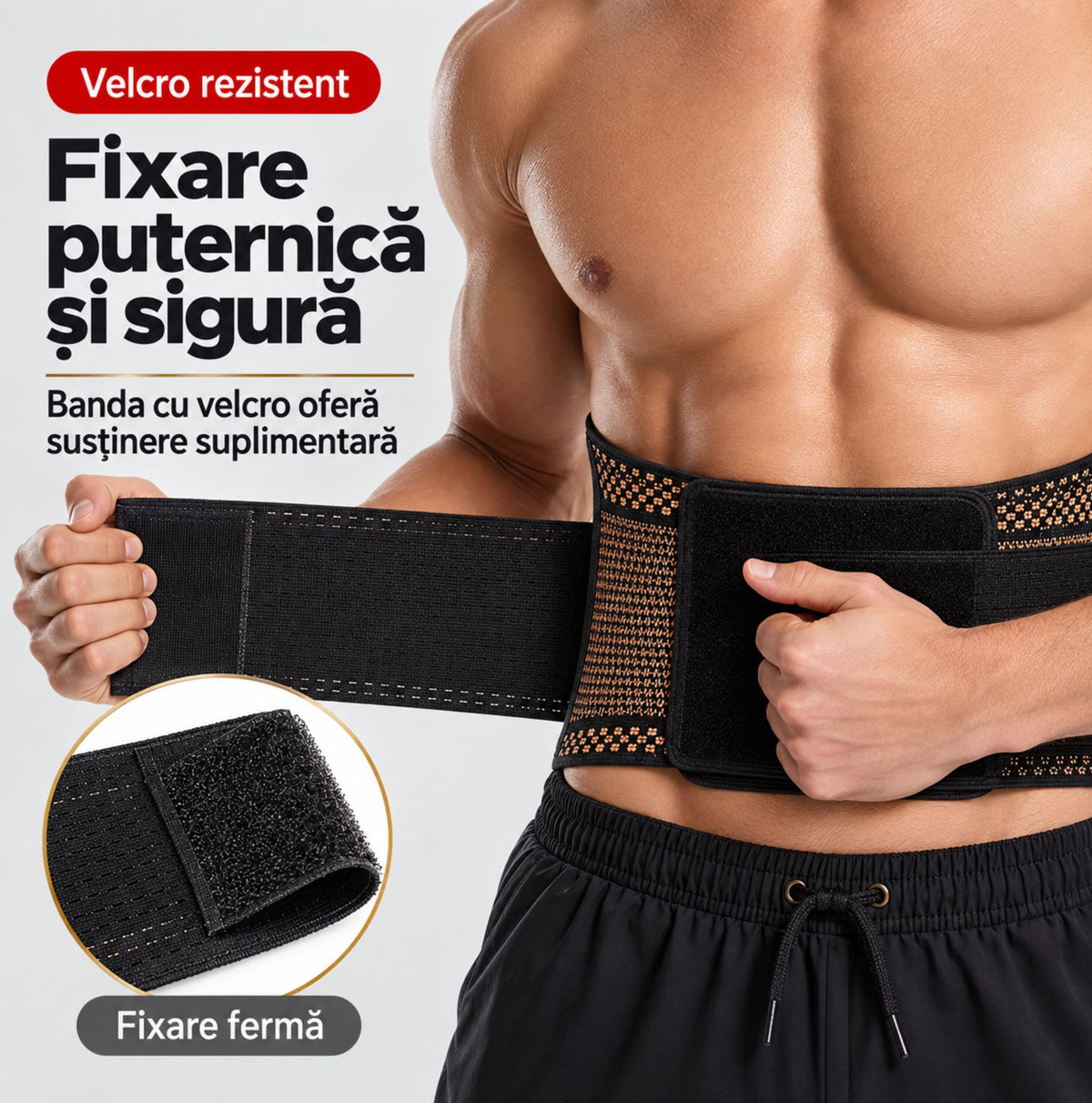 Prindere ajustabilă cu velcro pentru centură lombară cu cupru