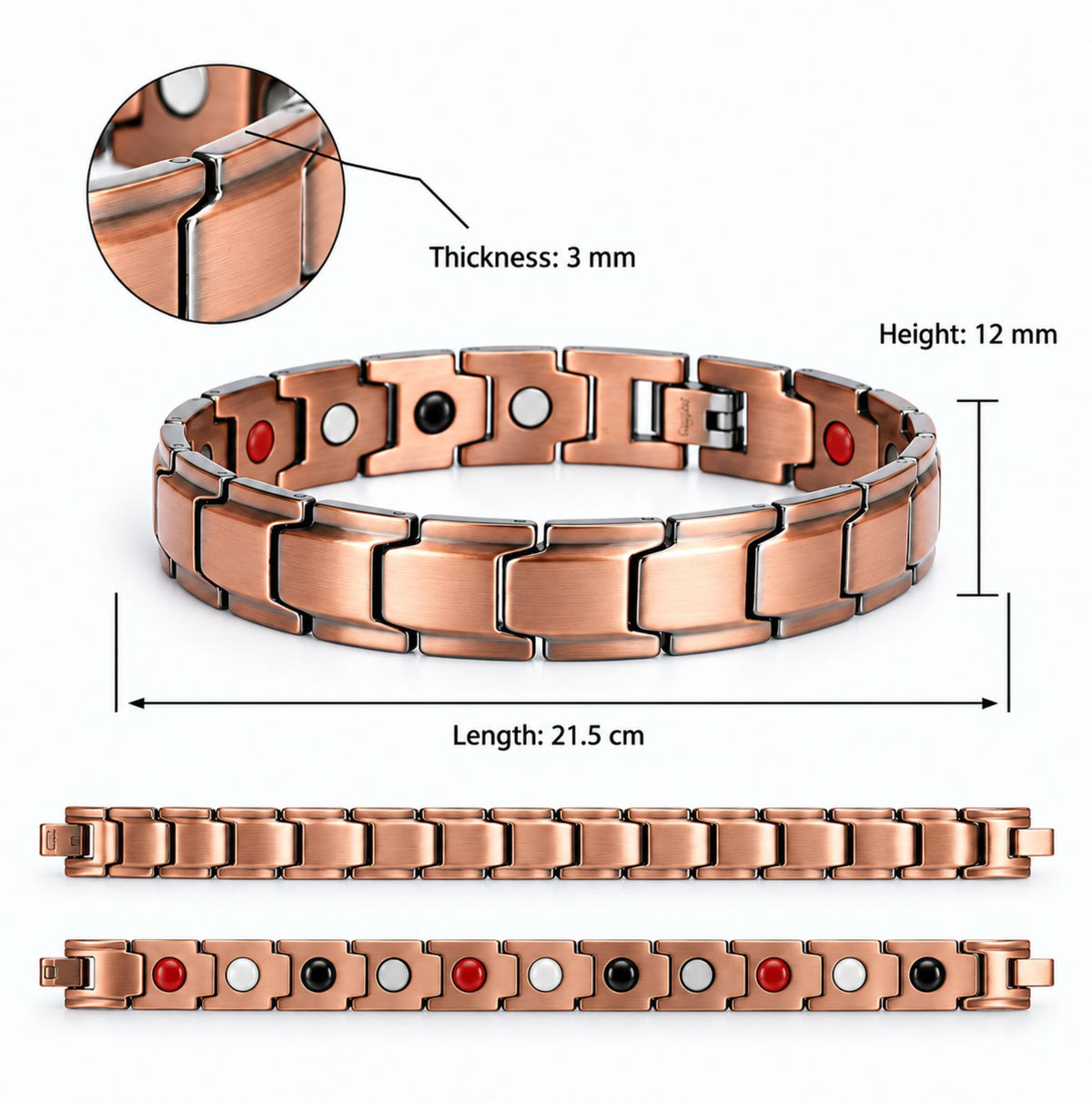 ETHERION Energy Bracelet Copper – 5-in-1 Pure Copper Energy Bracelet