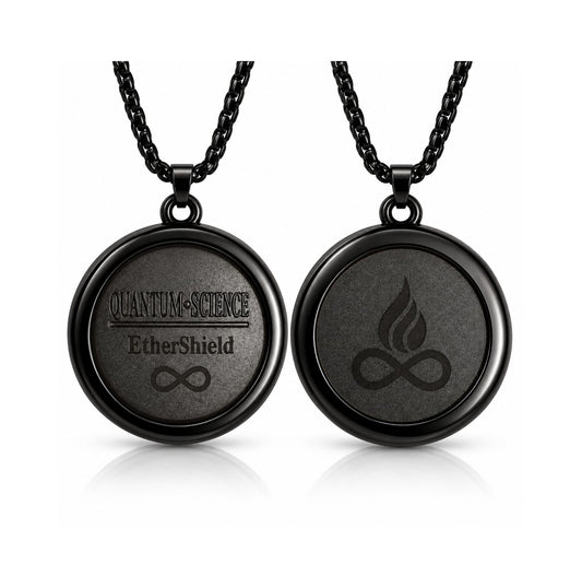 ETHERION Shield Pendant Black – Energetic Pendant with volcanic rock